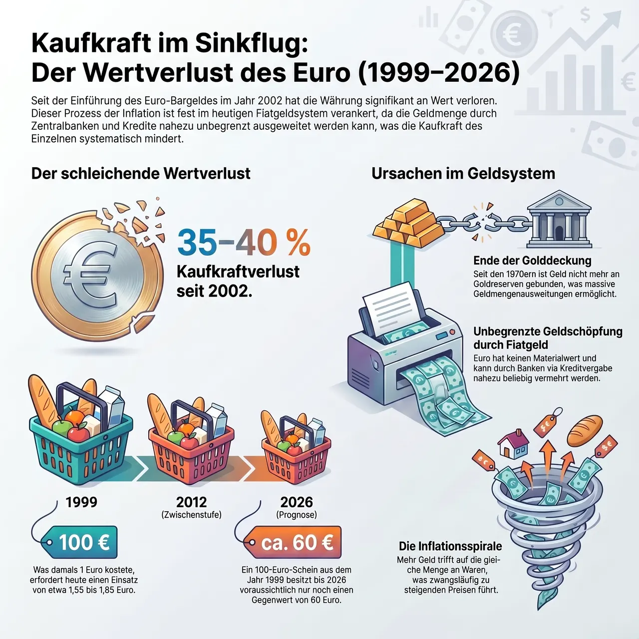 Kaufkraftverlust des Euro 1999–2026